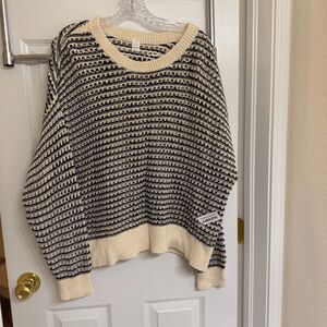 Old Navy open-stitch black and white sweater